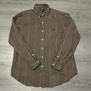 Ralph Lauren Brown Plaid Button Down Flannel Shirt